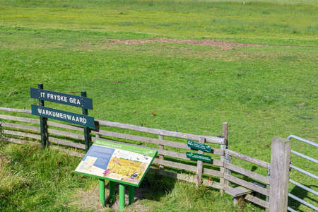 Workum, Netherlands - August 6, 2020: Information sign at the entrance of nature reserve...