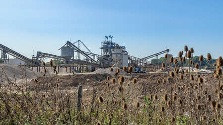 Sand mining factory near river Waal in Millingen aan de Rijn, Gelderland, Netherlands