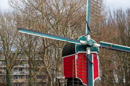 Historic windmiil in Poelgeest Leiden in the Netherlandsの写真素材