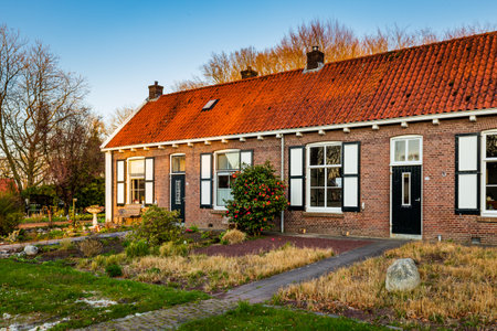 Row of historic houses Veenhuizen in The Netherlandsのeditorial素材