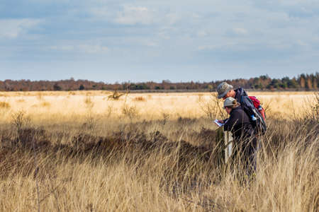 Hiking in Nature park Fochteloerveen in The Netherlandsのeditorial素材
