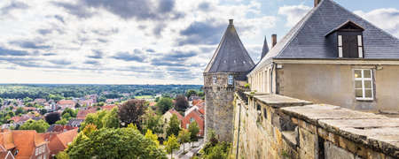 Bad Bentheim, Germany - August 25, 2021: View from Bentheim Castle in Nordrhine Westfalen in Germany, Largest hilltop castle in northwestern Germany,のeditorial素材