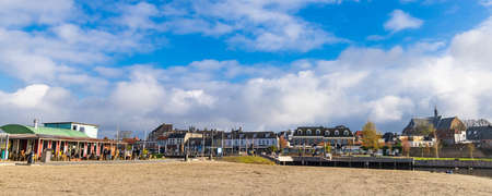 Harderwijk , The Netherlands - November 13, 2021: Panorama of beach island at the coast of the city Hardewijk, Gelderland in The Netherlandsのeditorial素材