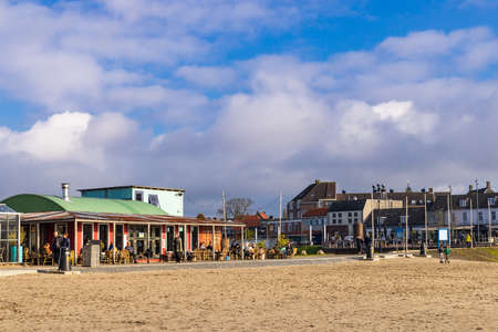 Harderwijk , The Netherlands - November 13, 2021: Panorama of beach island at the coast of the city Hardewijk, Gelderland in The Netherlandsのeditorial素材