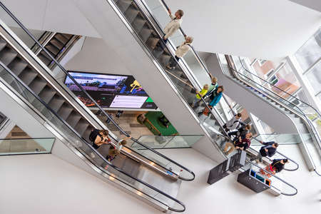 Groningen, The Netherlands - August 19: Interior of library Forum building in the center of the city of Groningen in The Netherlandsのeditorial素材