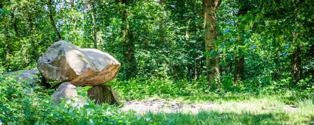 Prehistoric Dolmen Hunebed G1 in Groningen The Netherlands southwest of Noordlaren in Groningenの写真素材