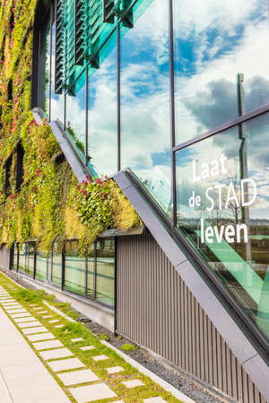 Almere, The Netherlands - April 3, 2022: Aeres Green high school at entrance of Floriade Expo 2022 Growing green cities in Almere Amsterdam The Netherlandsのeditorial素材