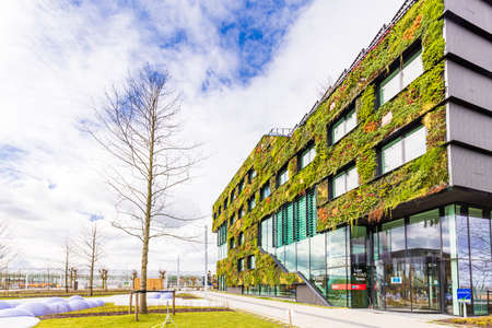 Almere, The Netherlands - April 3, 2022: Aeres Green high school at entrance of Floriade Expo 2022...