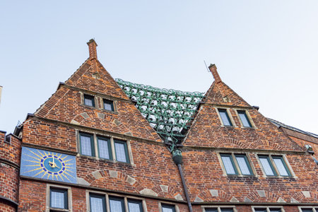 Bremen, Germany - Novemeber 13, 2022: Glockenspiel House with carrilon and rotating portraits of famous people jingle three times a day in Bremen in Germanyのeditorial素材