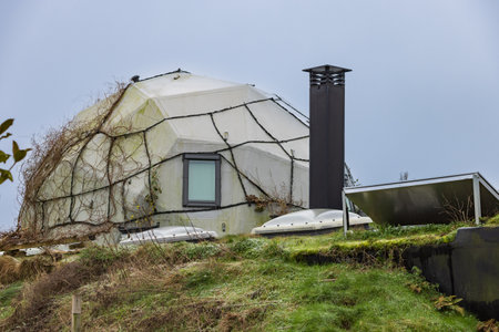 Olst Wijhe, The Netherlands - January 21, 2023: Self-build earth houses a sustainable circular and...