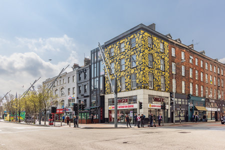 Cork, Ireland - April 19, 2023: Grand parade shopping street in Cork Munster province in Ireland...