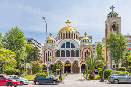 Thessaloniki, Greece - April 29, 2023: Holy church of Saints Cyril and Methodis in Thessaloniki in Central Macedonia in Greeceのeditorial素材