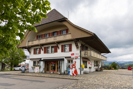 Affoltern, Switzerland - May 17, 2023: Information center and experience of cheese factory in Affoltern in Emmental canton Bern in Switzerlandのeditorial素材