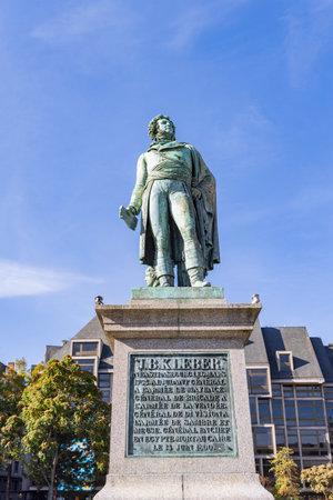 Strasbourg, France - October 16, 2023: Satue of General Jean-Baptiste Kleber at Place Kleber center of city Strasbourg. World Heritage site.のeditorial素材