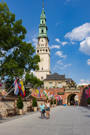 Poland, Czestochowa - July 19, 2023: Jasna Gora fortified monastery and church. Polish Catholic pilgrimage site with Black Madonna miraculous icon.のeditorial素材
