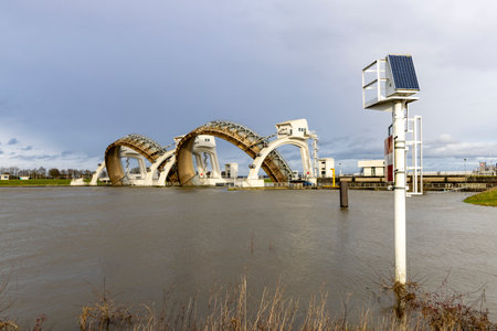 Dam and lock station Amerongen in river Lower Rhine near Maurik in Utrecht province The Netherlands