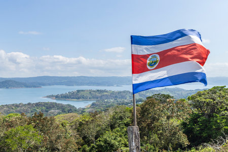 View from viewpoint Mirador Tilaran of Laguira de Arsenal in Costa Rica Central Americaの写真素材