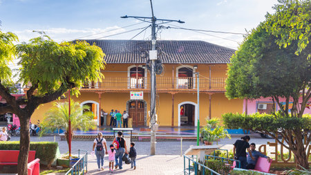Juilgalpa, Nicaragua - March 13, 2024: Culutre center along the park in Juilgalpa capital city Chontales Department of Nicaraguaのeditorial素材