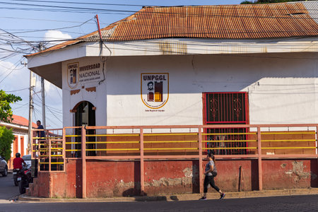 Juilgalpa, Nicaragua - March 13, 2024: Building of Universidad Nacional Padre Gaspar Garcia Laviana (UNPGGL) National university in Juilgalpa capital city Chontales Department of Nicaraguaのeditorial素材