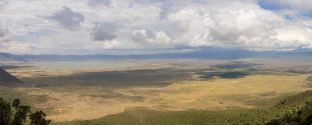Panoramic view of Ngorongoro Crater in Tanzania East Africaの写真素材
