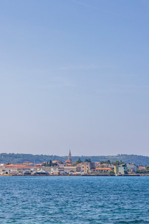 Scenic view of Izola at Istrian peninsula along the Adriatic sea in Sloveniaの写真素材