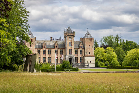 Beautiful Castle and park Tillegem near Brugge in Flanders Belgiumの写真素材