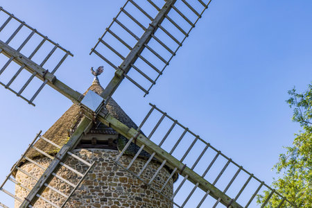 Windmill La Saline in Cherrueix, Ille-et-Vilaine at the coast of Normandy in France