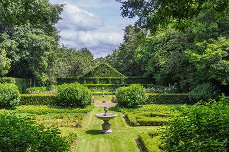 Scenic view of beautiful Botanical garden of Upper Brittany in Le Chatellier in Franceの写真素材