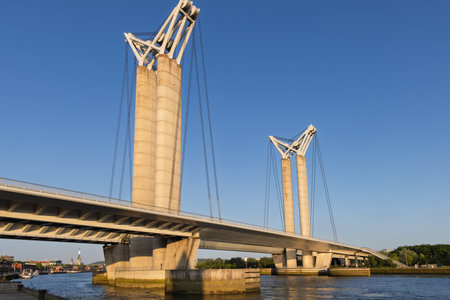 Pont Gustave-Flaubert bridge in Rouen in Normandy in France, Impressive example of an vertical lift...