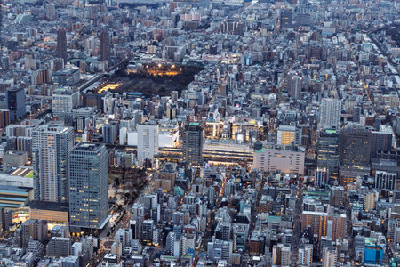 Birdview from the The Sakura Skytree tower in Tokyo Japan during twilight. One of Worlds tallest...