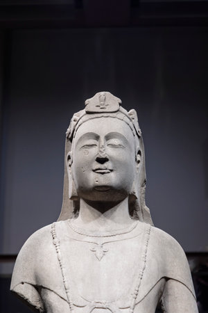 Tokyo, Japan- March 16, 2025: Sculpture of a beautiful buddha statue displayed in National museum of Tokyo Japanの写真素材