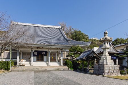 Nagasaki, Japan - March 22, 2025: Daion-ji Temple wityh large latern an Elephant sculptures in Nagasaki in Japanのeditorial素材