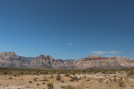 clear blue sky view from old Nevada Las Vegas desert to the mountainsの写真素材