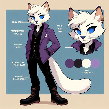 Fashion cat. Vector illustration of a cat in a suit.の素材