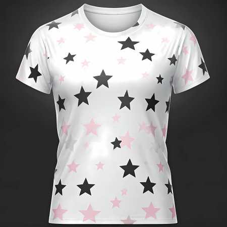 T-shirt mockup with stars pattern on black background. 3D renderingの素材