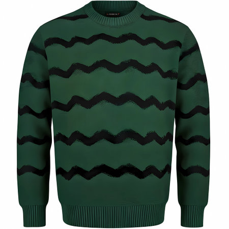 Green sweater with a pattern on a white background. 3d renderingの素材