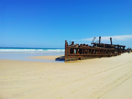 Shipwreck at Fraser Island, Queensland, Australiaの写真素材