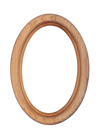 Wooden frame for photos on a white backgroundの写真素材