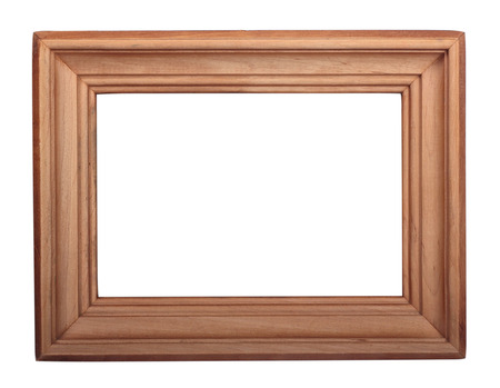 Wooden frame for photos on a white background