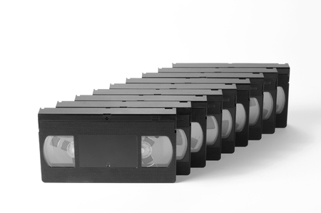 Old, obsolete video cassette vhs on a white background.の写真素材