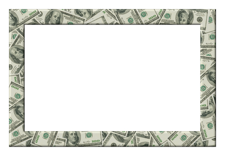 Dollars frame on a white background. It is isolated, the worker of paths is present.の写真素材