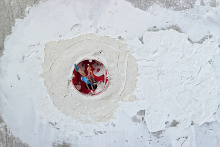 Texture of a plaster concrete wall with the socketの写真素材