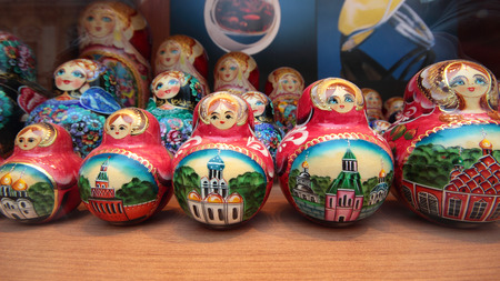 It is a set of Russian Nested dollsの写真素材