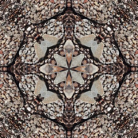 Gravel stone and Cobble stone texture abstract seamless geometrical patterns on a sawdust...