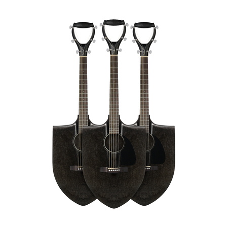Musical instrument - Three black shovel guitar on a white background. Isolated