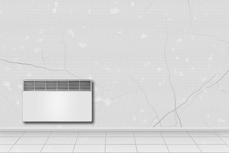 Home interior - Electric Convection heate in home interior on a light wall background.の写真素材
