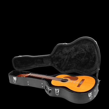 Musical instrument - Classic guitar hard case isolated on a black background.の写真素材