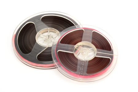 Music and sound - Magnetic tape on a white background.の写真素材