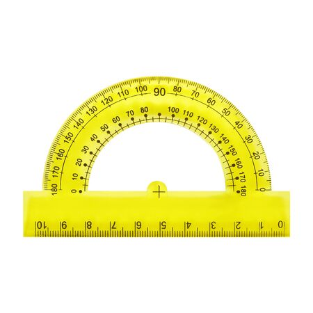 Science and education - Yellow protractor isolated on a white background.