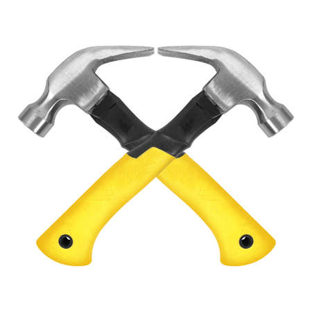 Tools Building and repair - Two crossed Claw hammer on a white background. It is isolated, the...